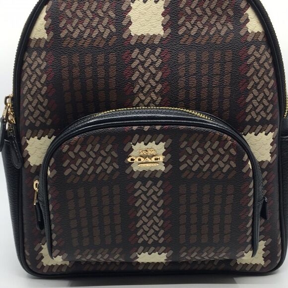 Coach Court Backpack With Brushed Plaid Print CN763 - Picture 4 of 17